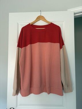 Pink and Red Colorblock Women’s 2x Sweatshirt NWOT